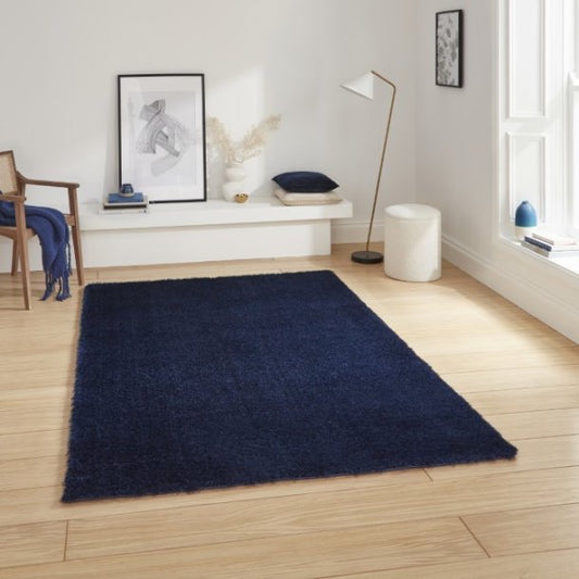 Lux Shaggy Navy Rug - Love - Rugs
