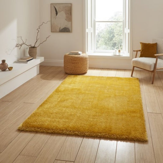 Lux Shaggy Yellow Rug - Love - Rugs