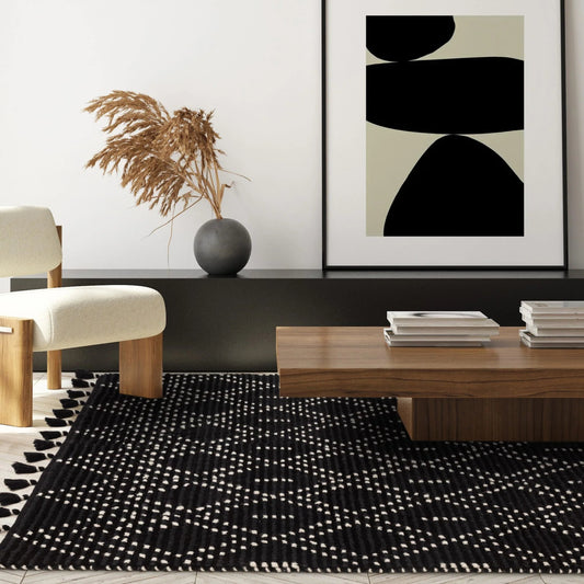 Nepal Black/Cream Diamond Rug - Love - Rugs alternate image