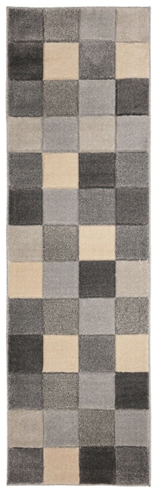 Newport Blocks Grey Runner Rug - Love-Rugs