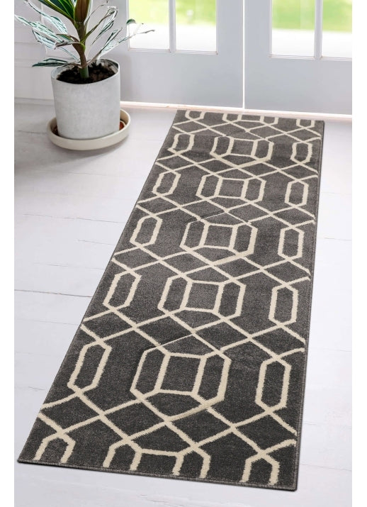 Newport Lattice Grey Runner Rug - Love-Rugs alternate image
