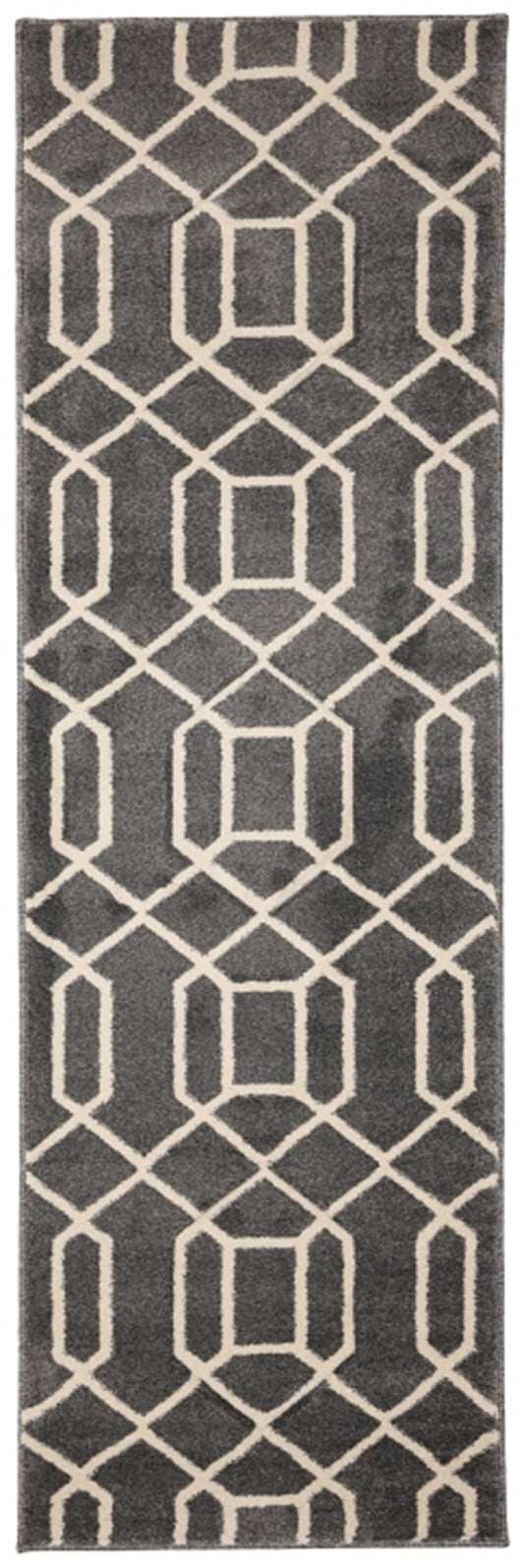 Newport Lattice Grey Runner Rug - Love-Rugs