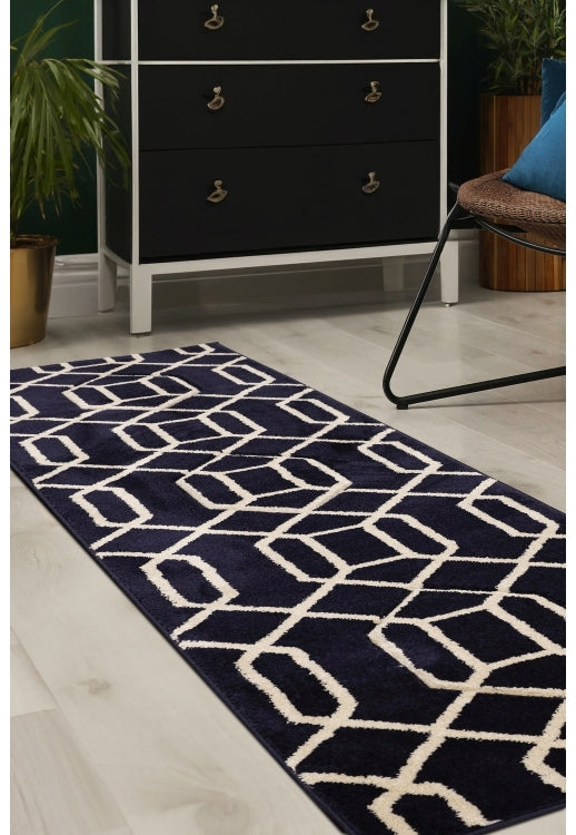 Newport Lattice Navy Runner Rug - Love-Rugs alternate image