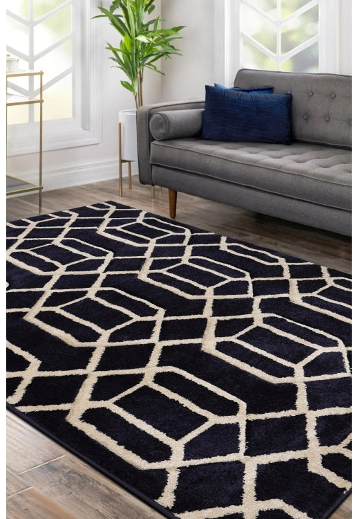 Newport Lattice Navy Rug - Love-Rugs alternate image