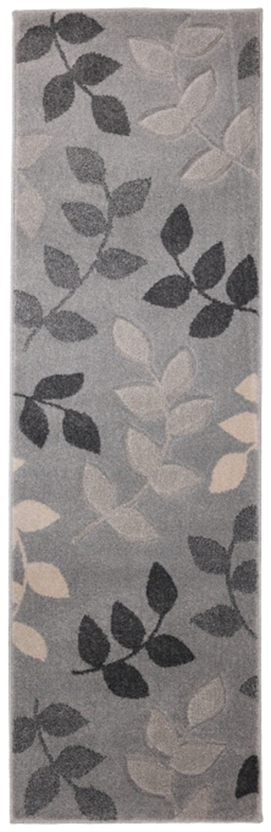 Newport Leaf Grey Runner Rug - Love-Rugs