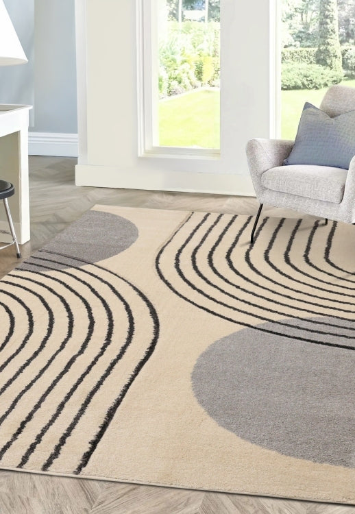 Newport Modern Arcs Grey Rug - Love-Rugs alternate image
