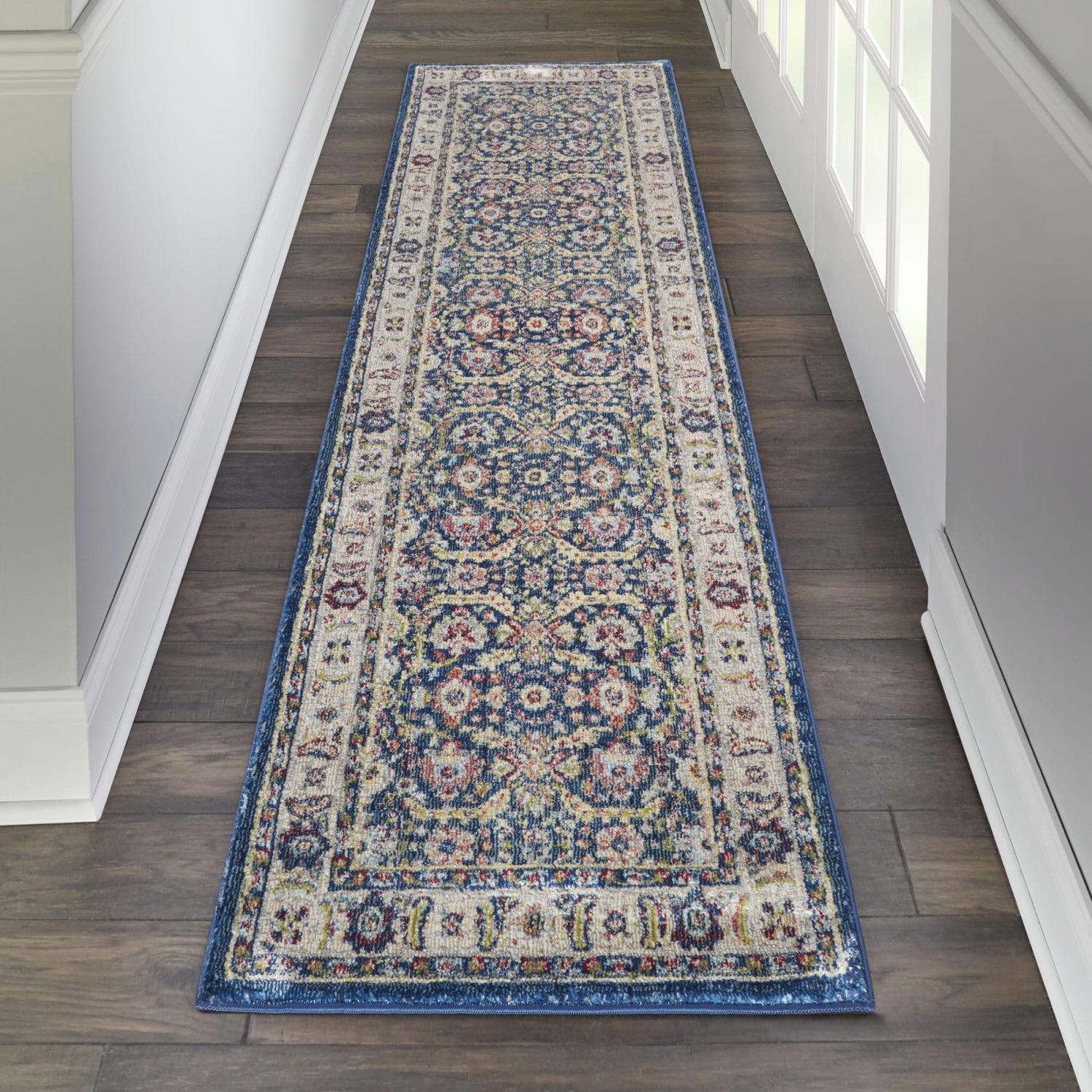 Nourison Ankara ANR13 Navy Multicolour Runner Rug - Love-Rugs