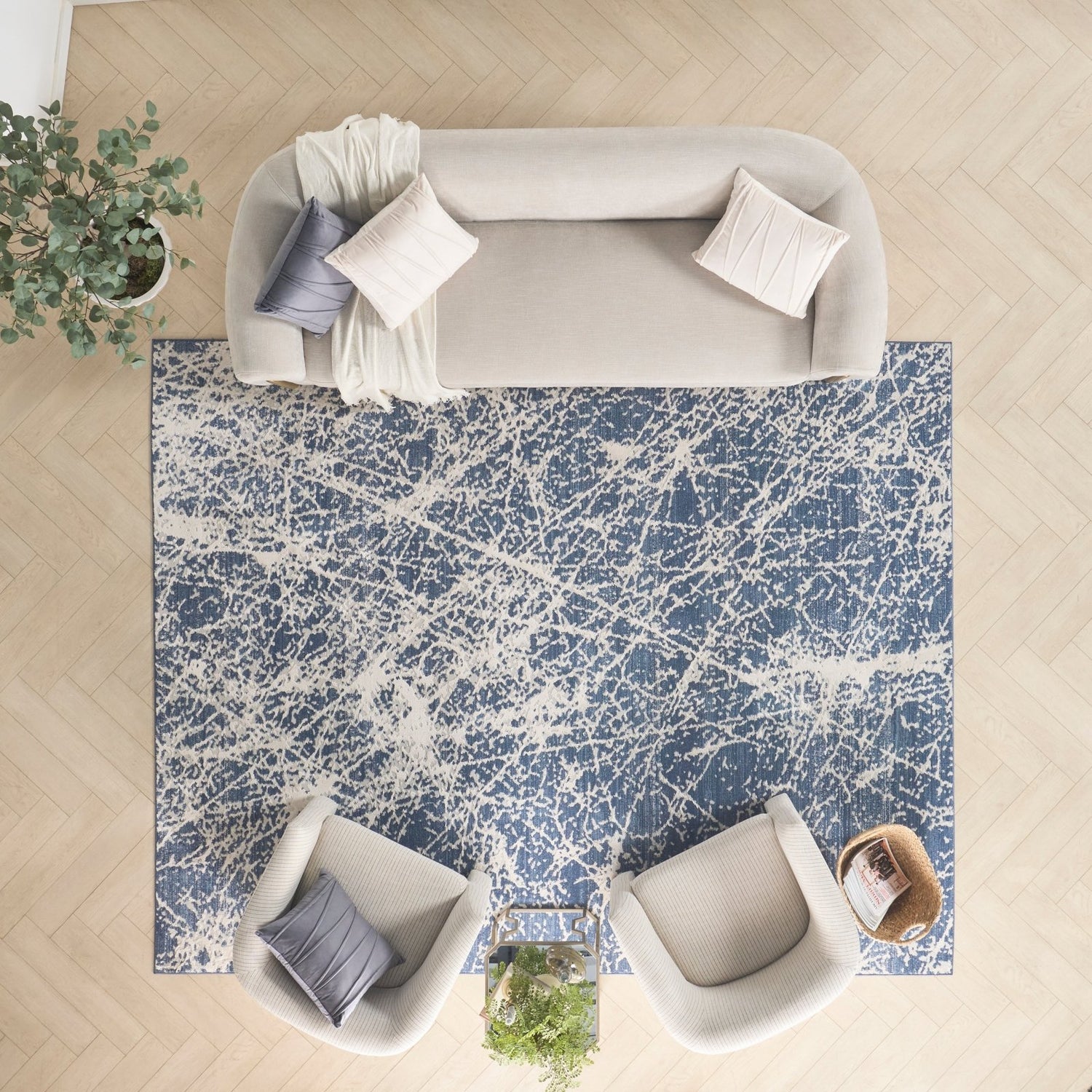 Nourison Exhale EXL02 Navy Ivory Rug - Love-Rugs