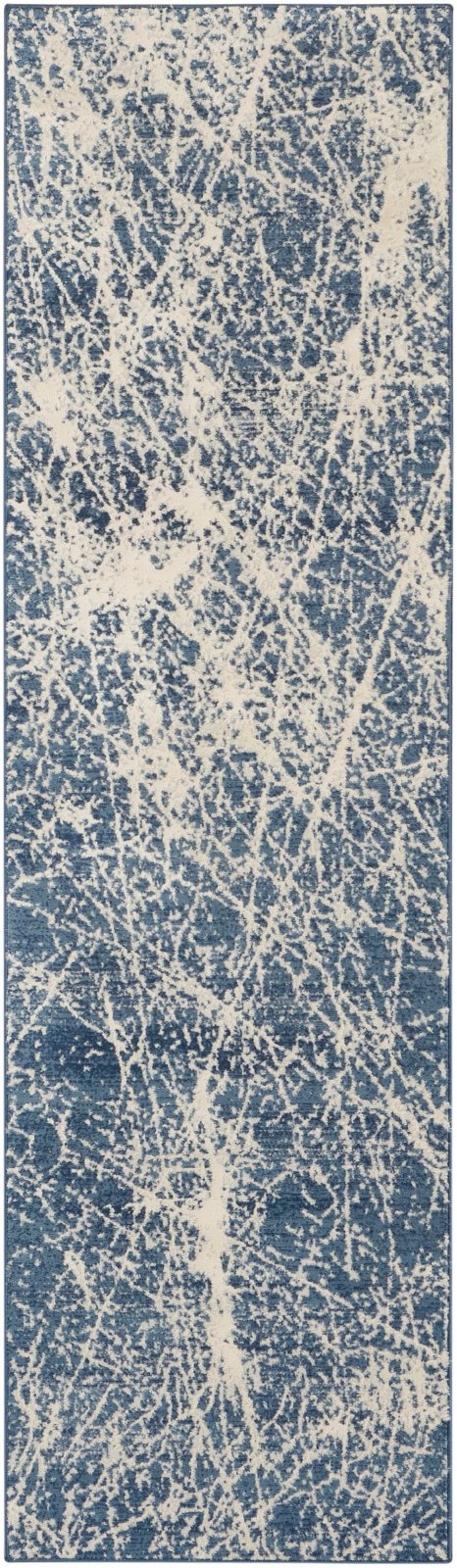 Nourison Exhale EXL02 Navy Ivory Runner Rug - Love-Rugs