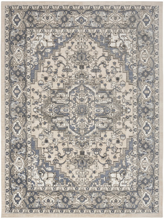 Nourison Quarry QUA05 Ivory Blue Rug - Love - Rugs