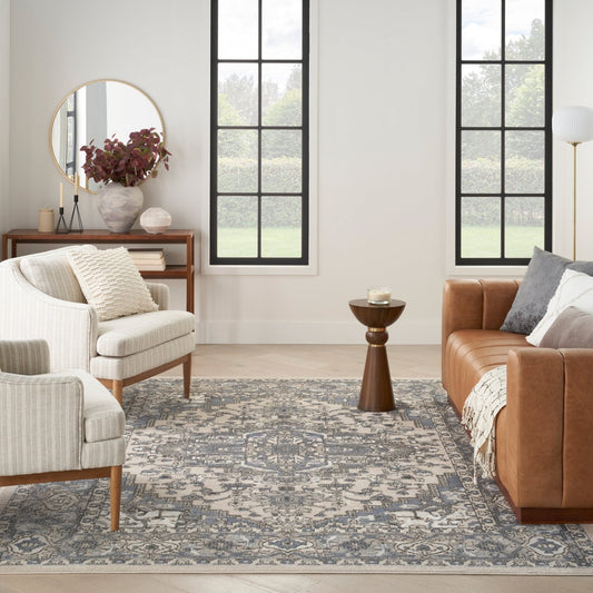 Nourison Quarry QUA05 Ivory Blue Rug - Love - Rugs alternate image