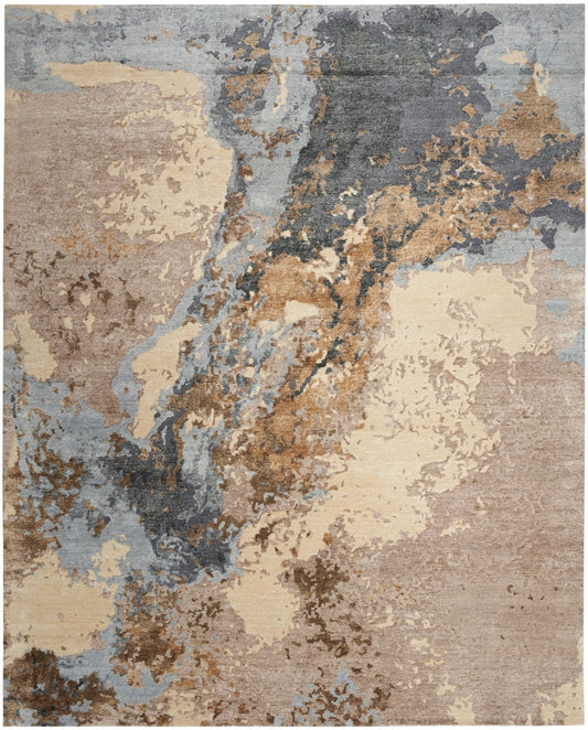 Nourison Silk Shadows SHA23 Beige Blue Rug - Love - Rugs