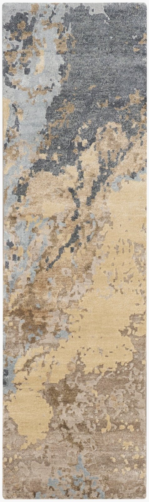 Nourison Silk Shadows SHA23 Beige Blue Runner Rug - Love - Rugs