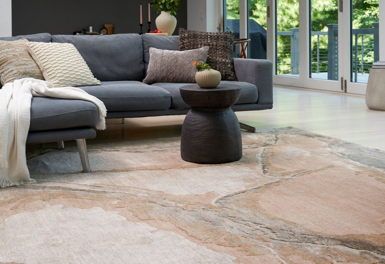 Nourison Silk Shadows SHA24 Beige Silver Rug - Love - Rugs