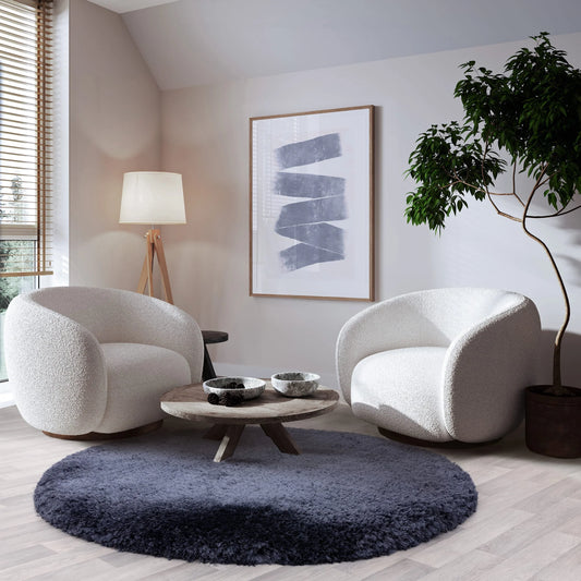 Love-Rugs Plush Navy Round Rug