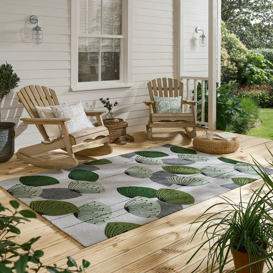 Sanderson Dandelion Clocks Botanical Outdoor Green 445807 Rug - Love-Rugs