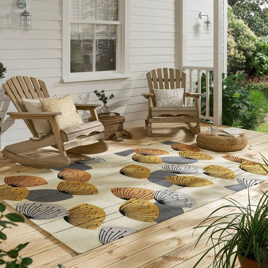 Sanderson Dandelion Clocks Ochre Silver Outdoor 445803 Rug - Love-Rugs