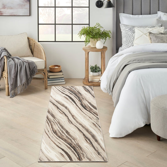 Sustainable Trends SUT05 Beige Grey Runner Rug - Love - Rugs alternate image