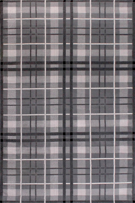 Tartan Check Grey Rug - Love - Rugs