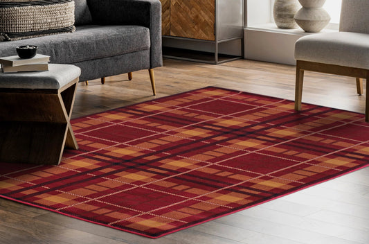 Tartan Check Red Rug - Love - Rugs alternate image