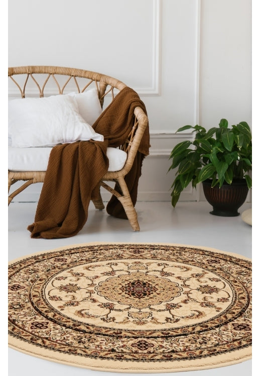 Victoria Traditional Cream Round Rug