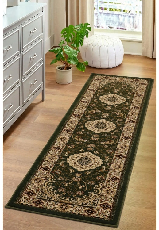 Victoria Traditional Green Runner Rug alternate image