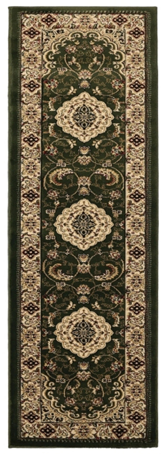 Victoria Traditional Green Runner Rug