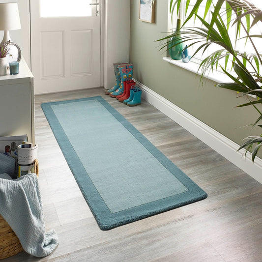 Borders Duck Egg Runner Rug - Love-Rugs alternate image