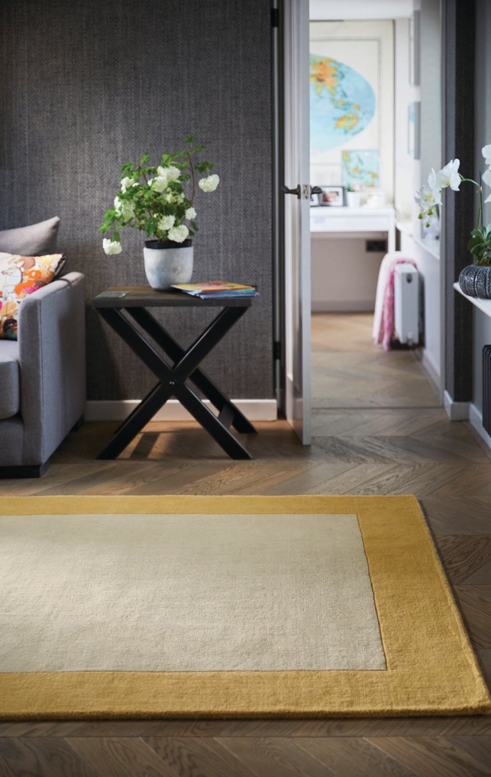 Borders Ochre Rug - Love-Rugs