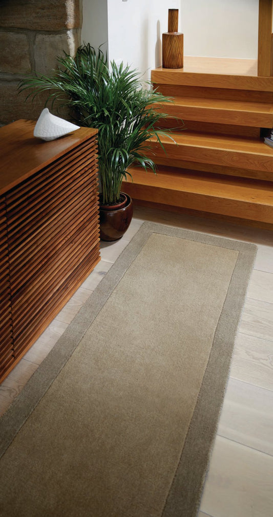 Borders Taupe Runner Rug - Love-Rugs alternate image