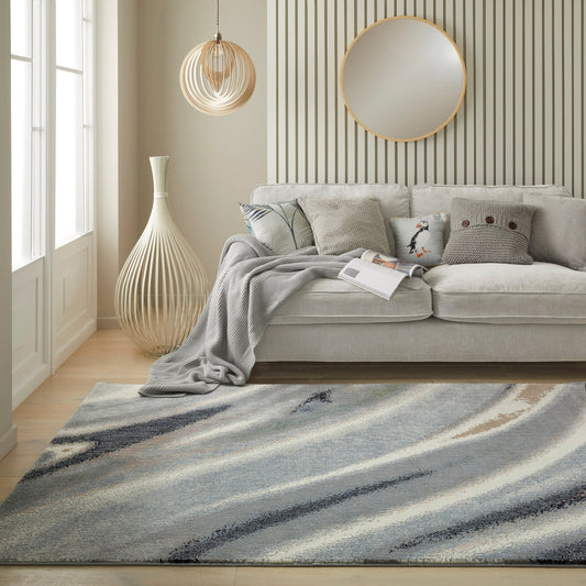Amara AMA106 Ivory Grey Blue Rug - Love-Rugs