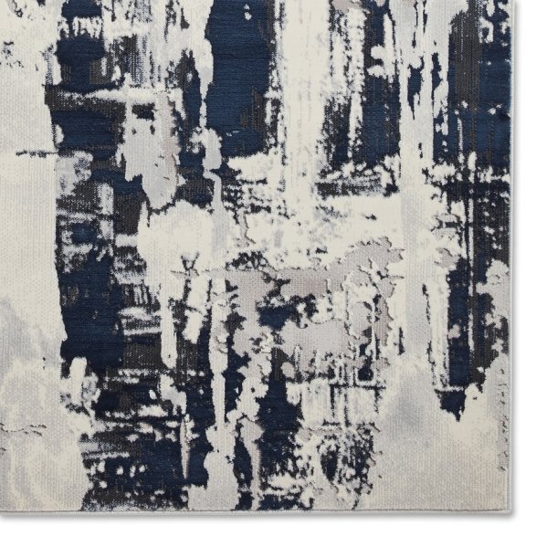 Apollo GR579 Grey/Navy Rug - Love-Rugs