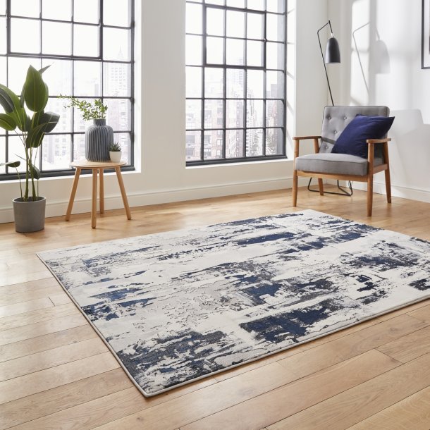 Apollo GR579 Grey/Navy Rug - Love-Rugs