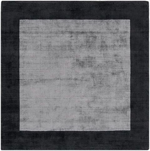 Blade Border Silver Charcoal Square Rug - Love-Rugs