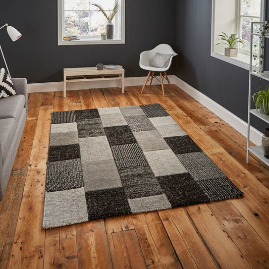 Brooklyn 21830 - Grey / Black Rug - Love-Rugs