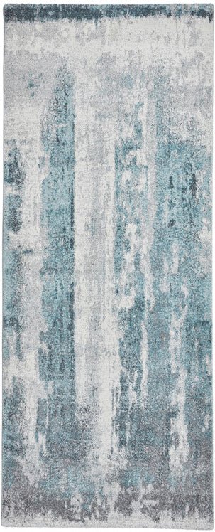 Brooklyn 8595 - Ivory Blue Runner Rug - Love-Rugs