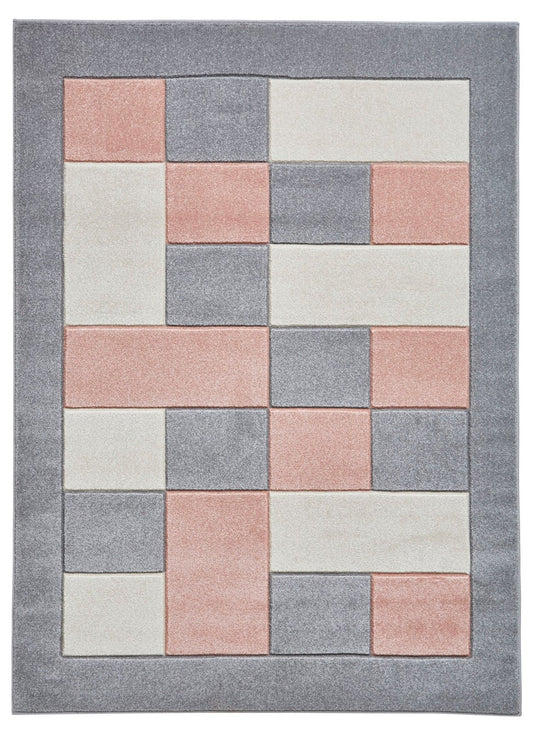 Brooklyn BRK04 Grey/Rose Rug - Love-Rugs