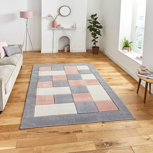 Brooklyn BRK04 Grey/Rose Rug - Love-Rugs alternate image