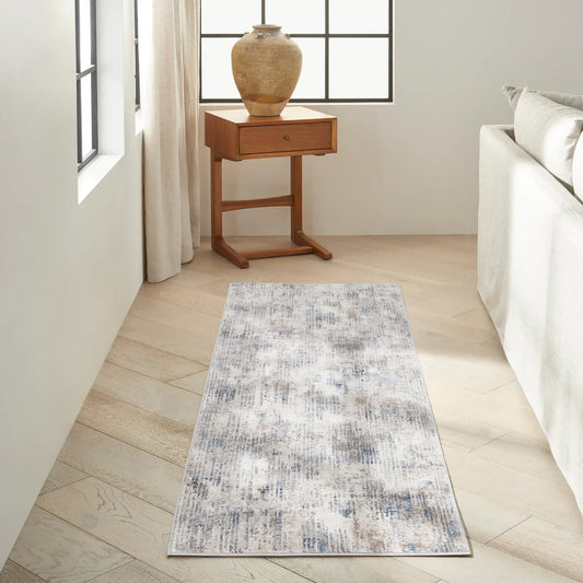 Calvin Klein Ck022 Infinity IFN04 Ivory/Grey/Blue Runner Rug - Love-Rugs