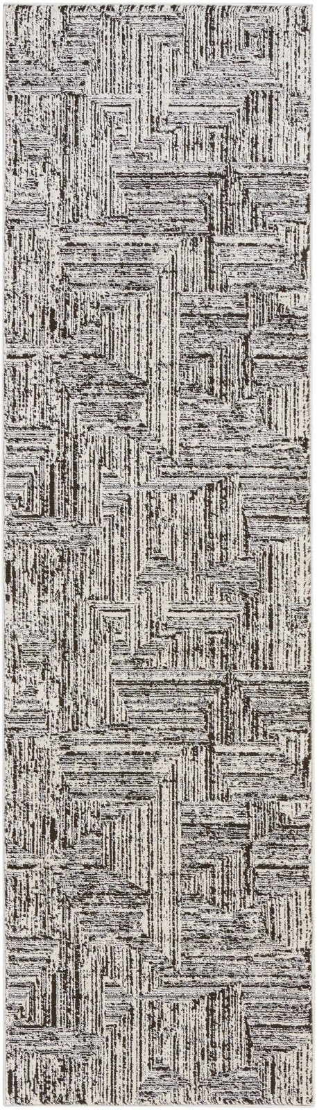 Calvin Klein Irradiant IRR01 Cream Black Runner Rug - Love-Rugs