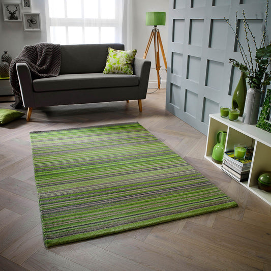Carter Green Stripe Rug - Love-Rugs