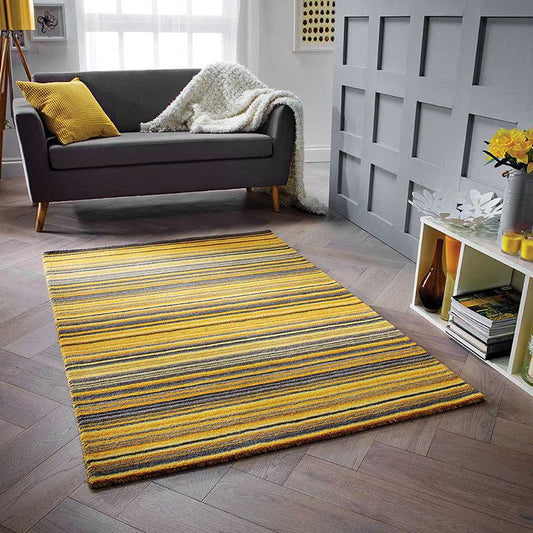 Carter Ochre Stripes Rug - Love-Rugs