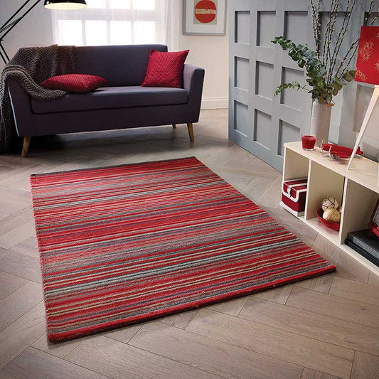 Carter Red Stripe Rug - Love-Rugs