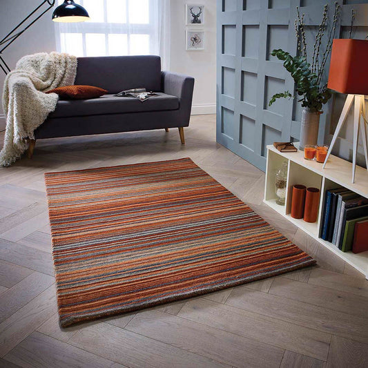 Carter Rust Stripes Rug - Love-Rugs