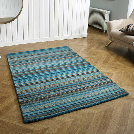 Carter Teal Stripes Rug - Love-Rugs alternate image