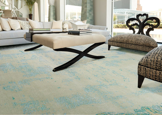 Christopher Guy Wool & Silk Collection CGS31 BEIGE/SEAFOAM Rug - Love-Rugs alternate image