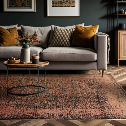 Elodie Terracotta/Black Rug - Love-Rugs