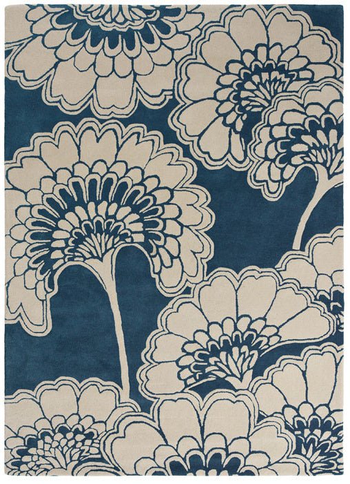 Florence Broadhurst Japanese Floral Midnight 039708 Rug - Love-Rugs
