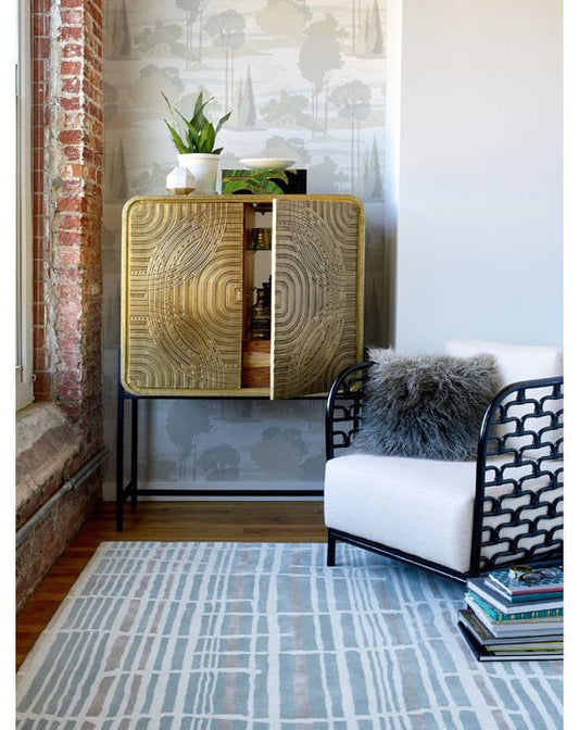 Florence Broadhurst Tortoiseshell Stripe Jade 039808 Rug - Love-Rugs alternate image