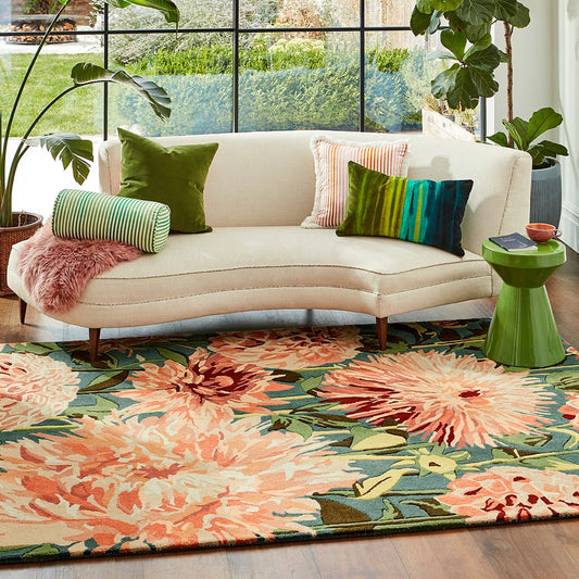 Harlequin Dahlia Coral/Wilderness 142408 - Love-Rugs alternate image